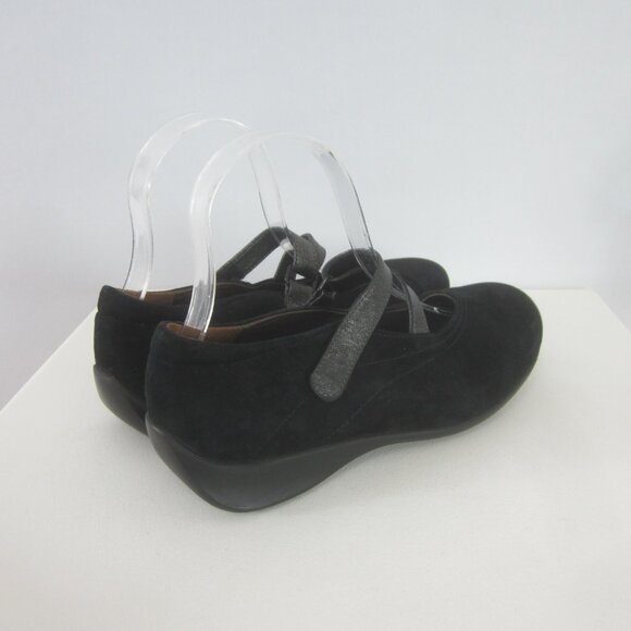 Wolky Womens 7.5 Black Suede Pewter Leather Strappy Mary Jane Shoes 38 - Picture 7 of 11